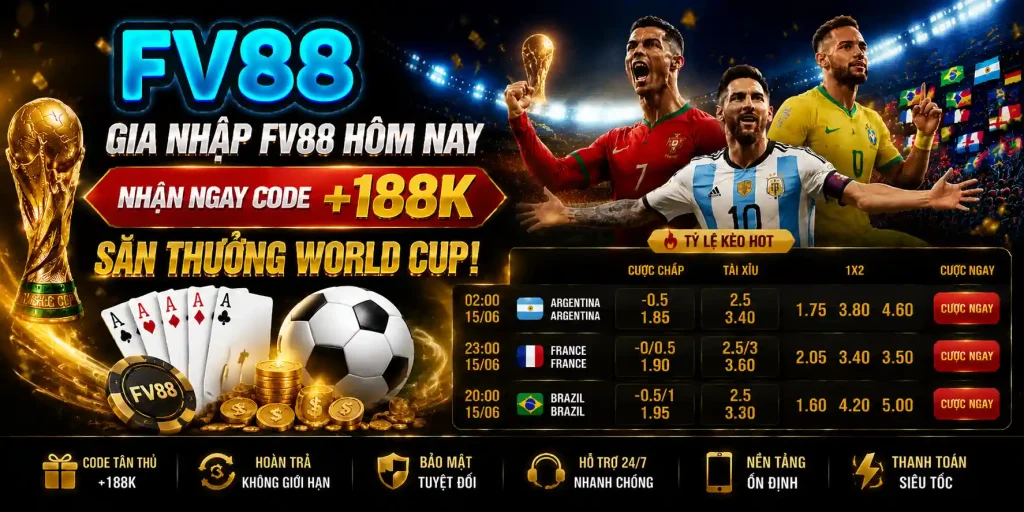 Đăng ký FV88 nhận ngay code World Cup 188K